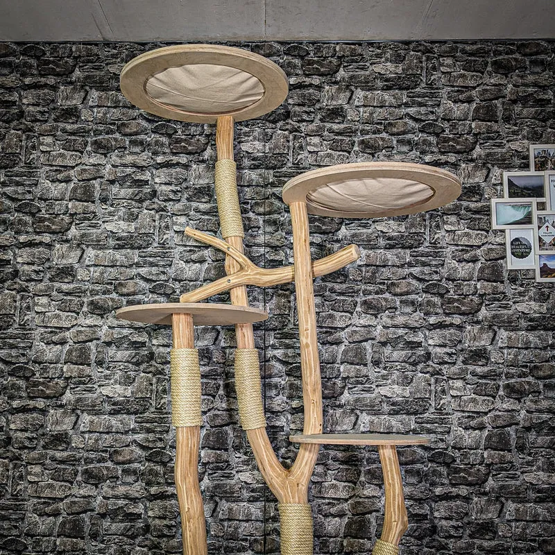 Naturkratzbaum 3237 Kratzbaum Natur Holz Design 214 cm hoch Katzenbaum
