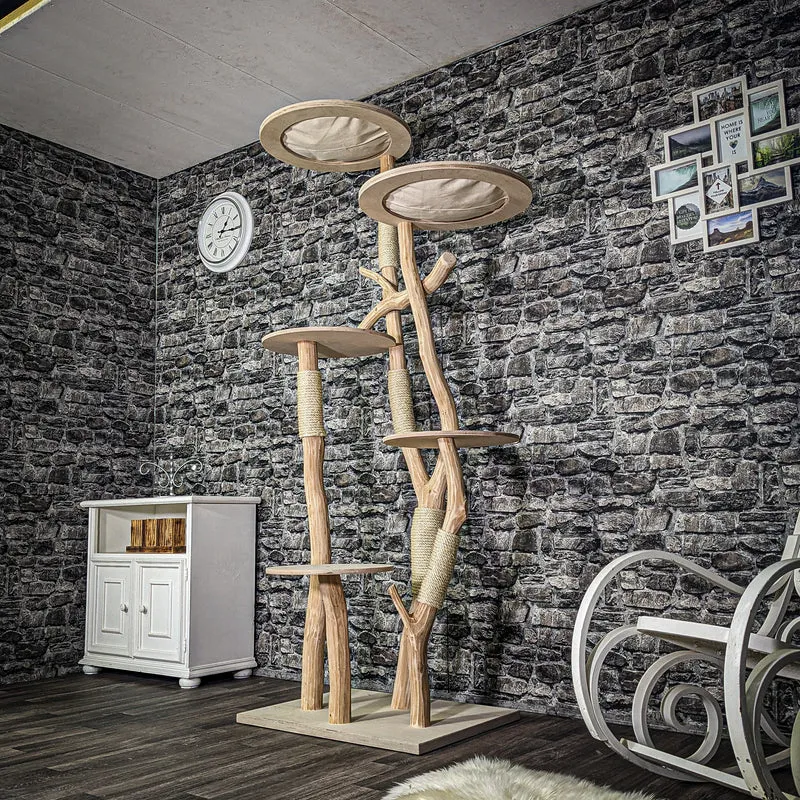 Naturkratzbaum 3237 Kratzbaum Natur Holz Design 214 cm hoch Katzenbaum