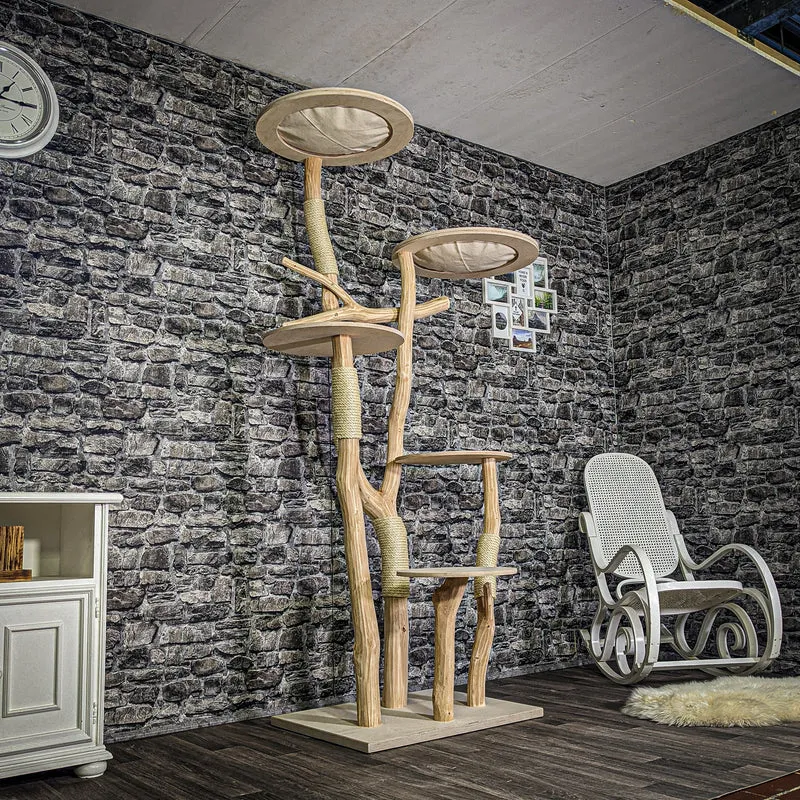 Naturkratzbaum 3237 Kratzbaum Natur Holz Design 214 cm hoch Katzenbaum