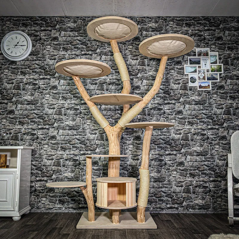Naturkratzbaum 3236 Kratzbaum Natur Holz Design 211 cm hoch Katzenbaum