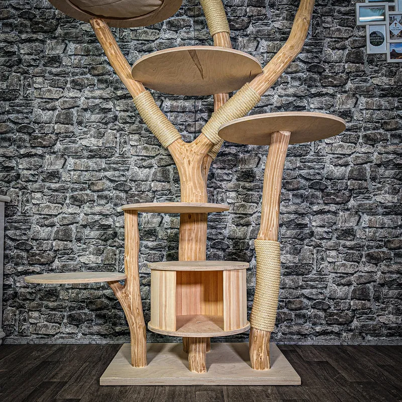 Naturkratzbaum 3236 Kratzbaum Natur Holz Design 211 cm hoch Katzenbaum