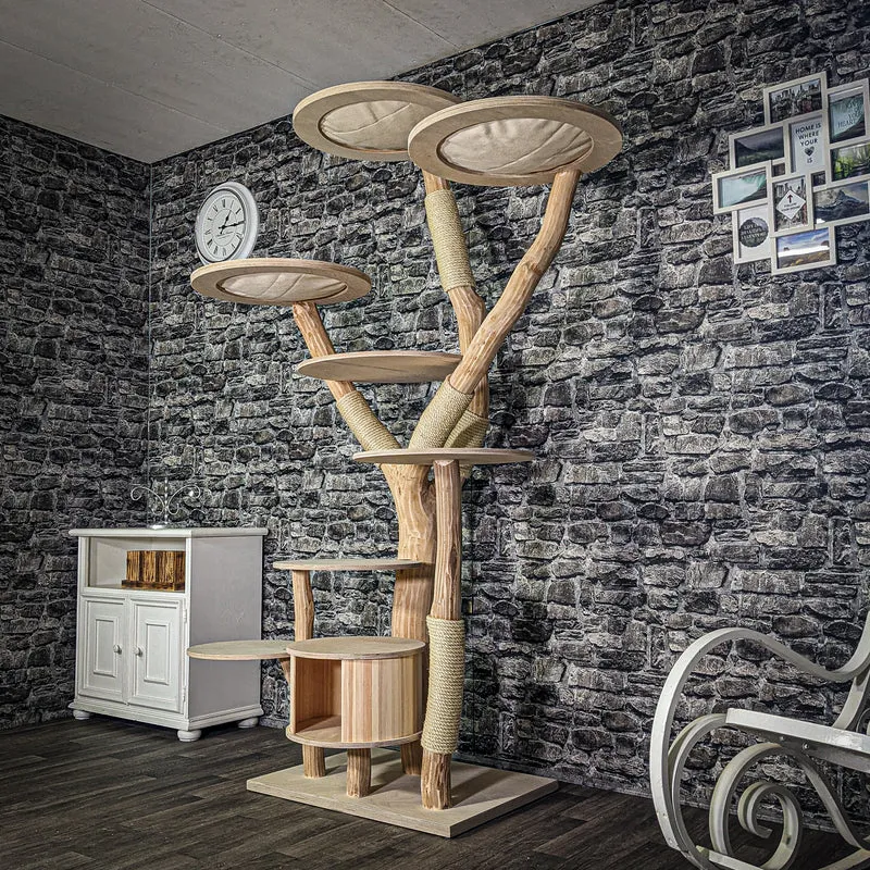 Naturkratzbaum 3236 Kratzbaum Natur Holz Design 211 cm hoch Katzenbaum
