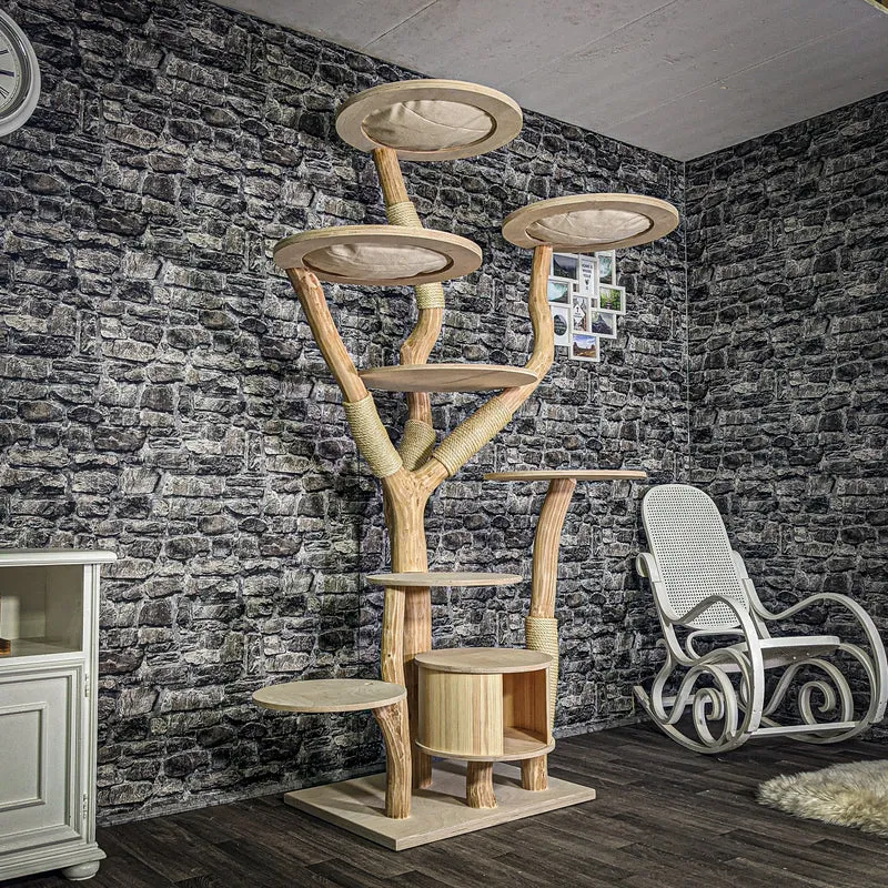 Naturkratzbaum 3236 Kratzbaum Natur Holz Design 211 cm hoch Katzenbaum