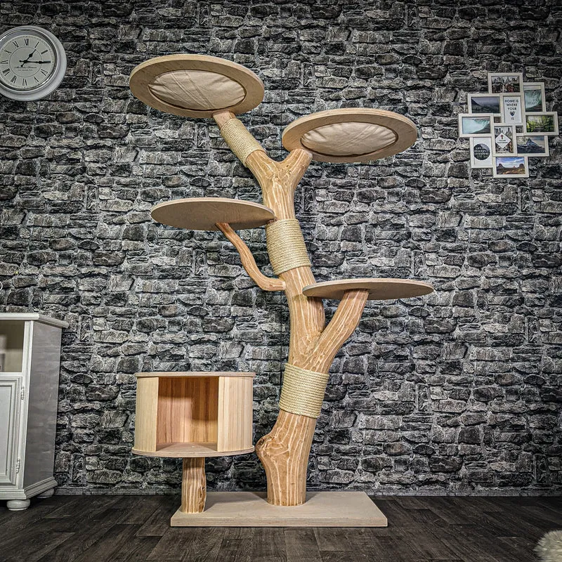 Naturkratzbaum 3235 Kratzbaum Natur Holz Design 177 cm hoch Katzenbaum