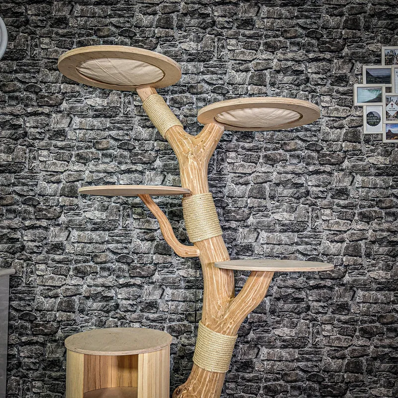 Naturkratzbaum 3235 Kratzbaum Natur Holz Design 177 cm hoch Katzenbaum