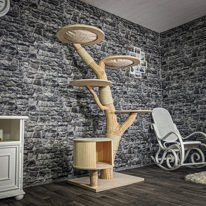Naturkratzbaum 3235 Kratzbaum Natur Holz Design 177 cm hoch Katzenbaum