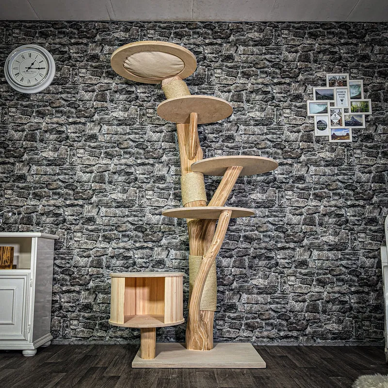 Naturkratzbaum 3233 Kratzbaum Natur Holz Design 194 cm hoch Katzenbaum