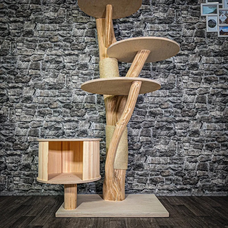 Naturkratzbaum 3233 Kratzbaum Natur Holz Design 194 cm hoch Katzenbaum