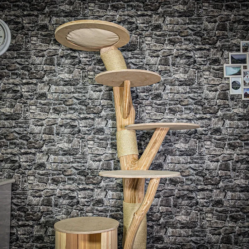 Naturkratzbaum 3233 Kratzbaum Natur Holz Design 194 cm hoch Katzenbaum