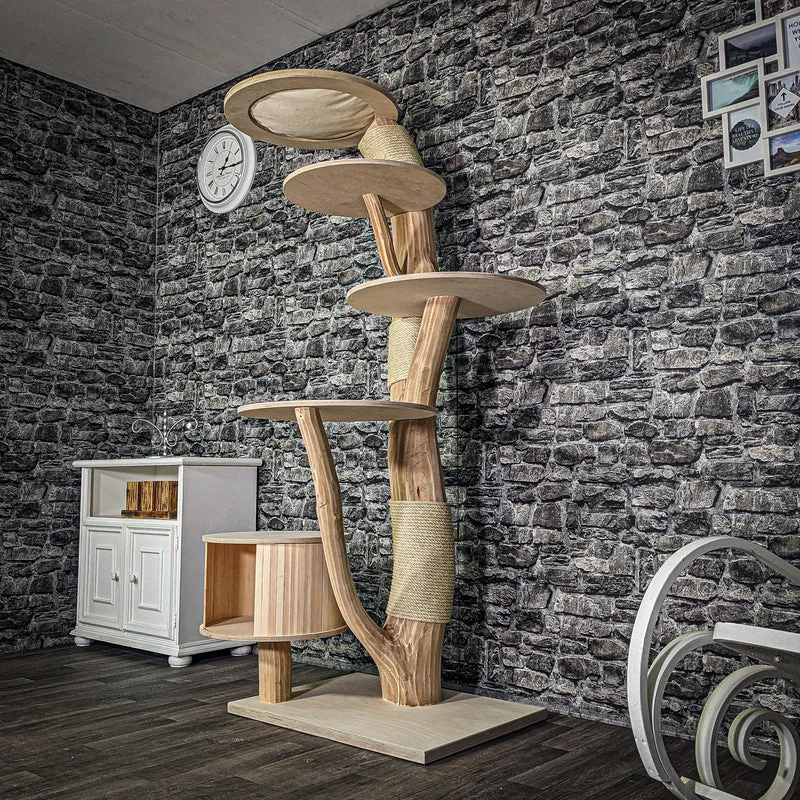 Naturkratzbaum 3233 Kratzbaum Natur Holz Design 194 cm hoch Katzenbaum
