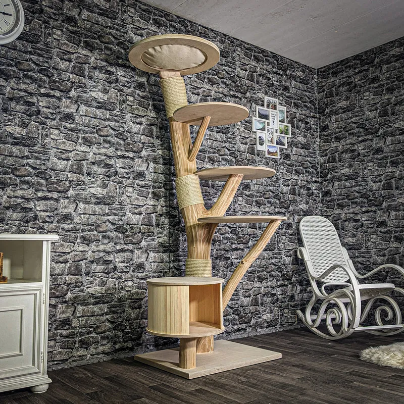 Naturkratzbaum 3233 Kratzbaum Natur Holz Design 194 cm hoch Katzenbaum