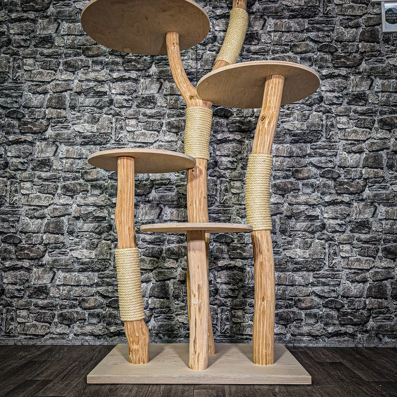 Naturkratzbaum 3232 Kratzbaum Natur Holz Design 175 cm hoch Katzenbaum