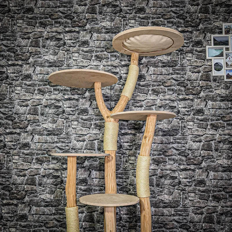 Naturkratzbaum 3232 Kratzbaum Natur Holz Design 175 cm hoch Katzenbaum