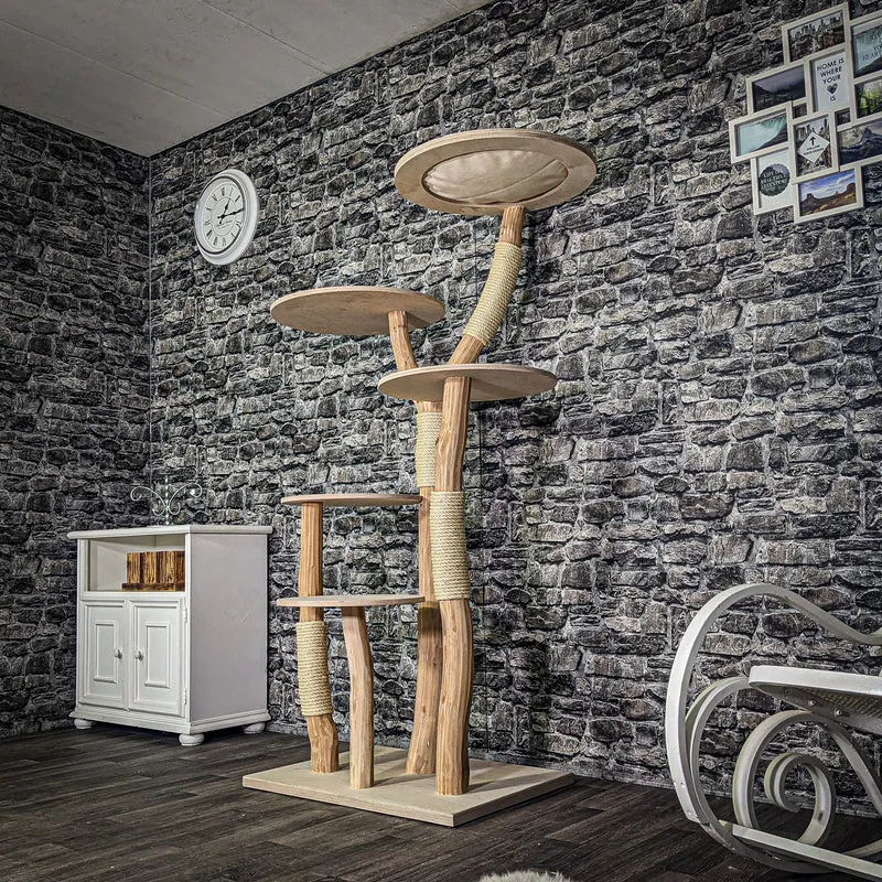 Naturkratzbaum 3232 Kratzbaum Natur Holz Design 175 cm hoch Katzenbaum