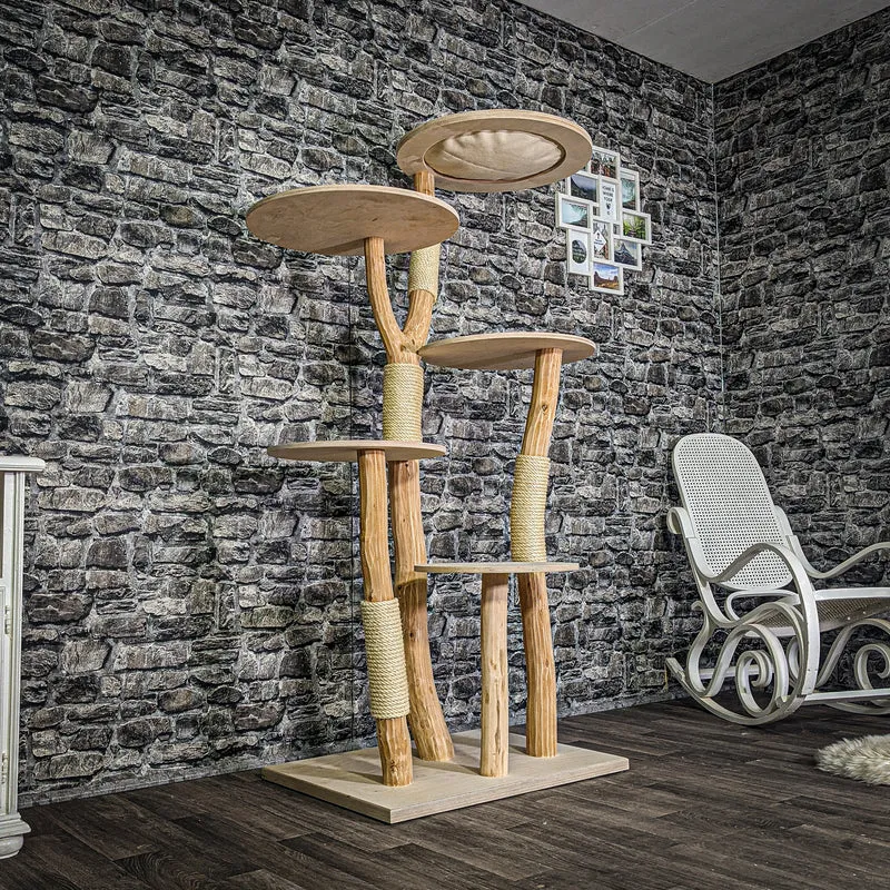 Naturkratzbaum 3232 Kratzbaum Natur Holz Design 175 cm hoch Katzenbaum
