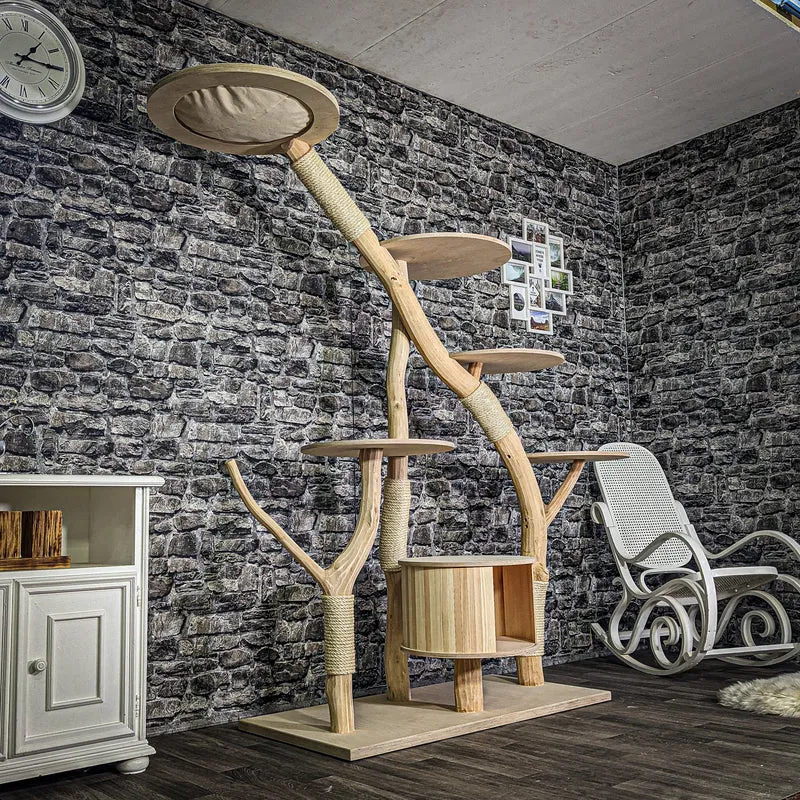 Naturkratzbaum 3230 Kratzbaum Natur Holz Design 190 cm hoch Katzenbaum