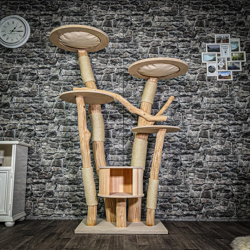 Naturkratzbaum 3228 Kratzbaum Natur Holz Design 179 cm hoch Katzenbaum