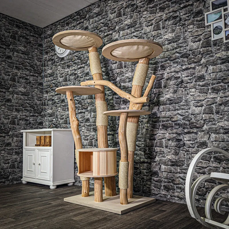 Naturkratzbaum 3228 Kratzbaum Natur Holz Design 179 cm hoch Katzenbaum
