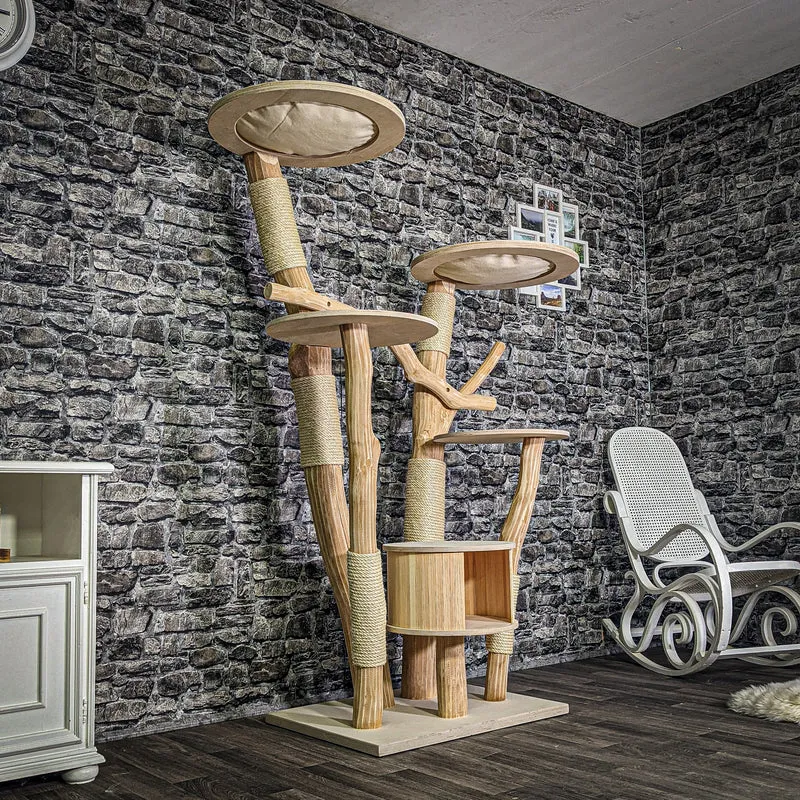 Naturkratzbaum 3228 Kratzbaum Natur Holz Design 179 cm hoch Katzenbaum