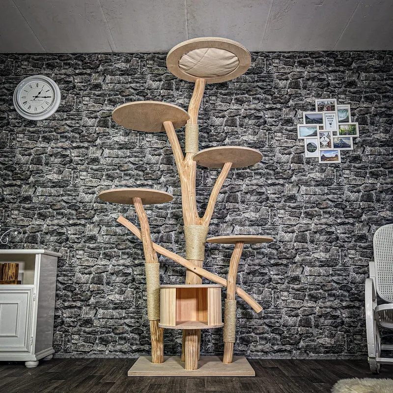 Naturkratzbaum 3227 Kratzbaum Natur Holz Design 206 cm hoch Katzenbaum
