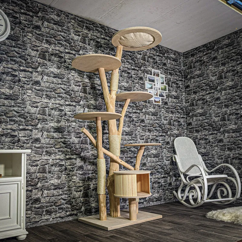 Naturkratzbaum 3227 Kratzbaum Natur Holz Design 206 cm hoch Katzenbaum