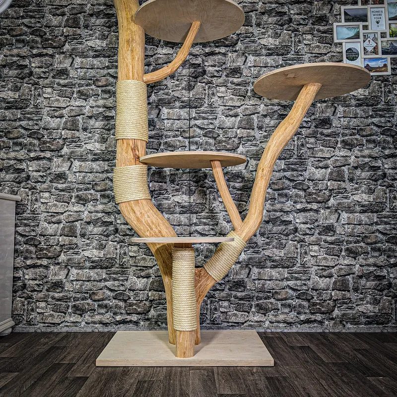 Naturkratzbaum 3222 Kratzbaum Natur Holz Design 201 cm hoch Katzenbaum