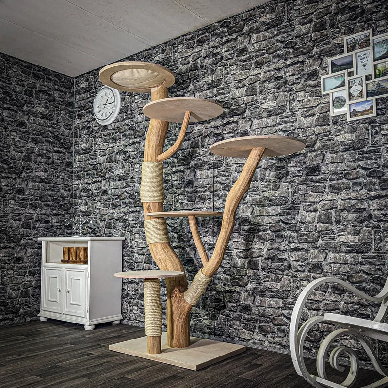 Naturkratzbaum 3222 Kratzbaum Natur Holz Design 201 cm hoch Katzenbaum