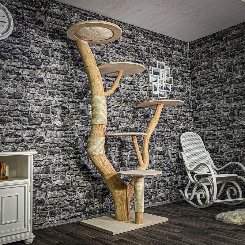 Naturkratzbaum 3222 Kratzbaum Natur Holz Design 201 cm hoch Katzenbaum