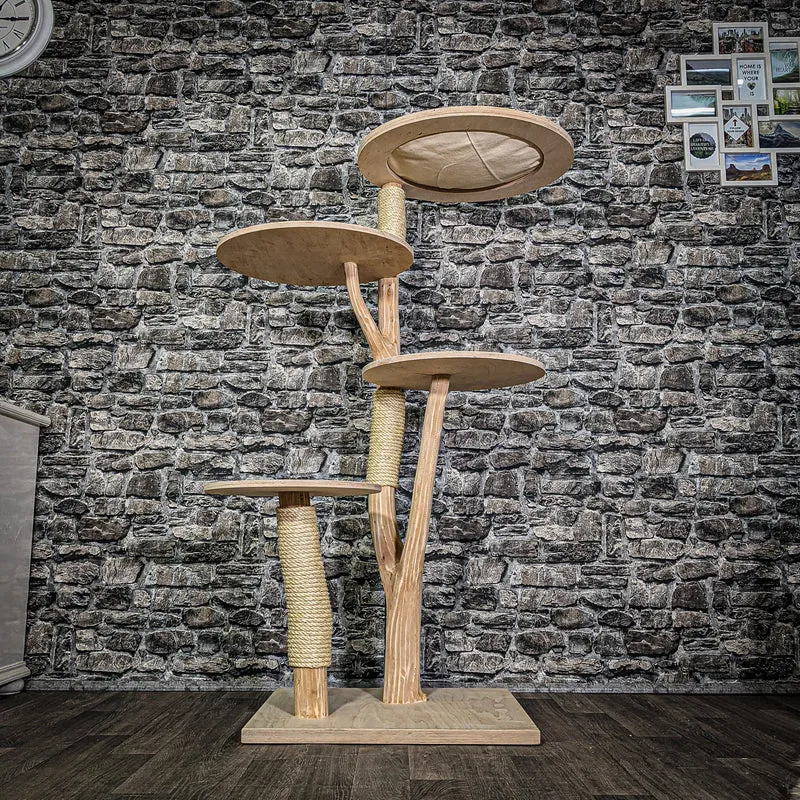 Naturkratzbaum 3219 Kratzbaum Natur Holz Design 145 cm hoch Katzenbaum