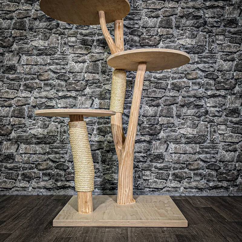 Naturkratzbaum 3219 Kratzbaum Natur Holz Design 145 cm hoch Katzenbaum