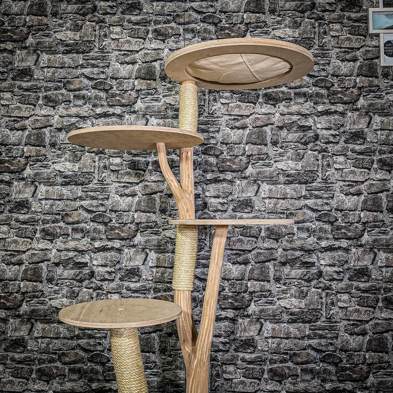Naturkratzbaum 3219 Kratzbaum Natur Holz Design 145 cm hoch Katzenbaum
