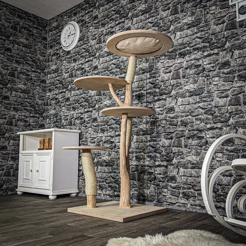 Naturkratzbaum 3219 Kratzbaum Natur Holz Design 145 cm hoch Katzenbaum