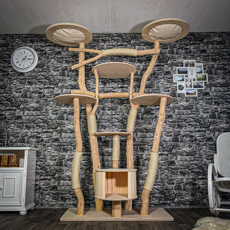 Naturkratzbaum 3218 Kratzbaum Natur Holz Design 220 cm hoch Katzenbaum