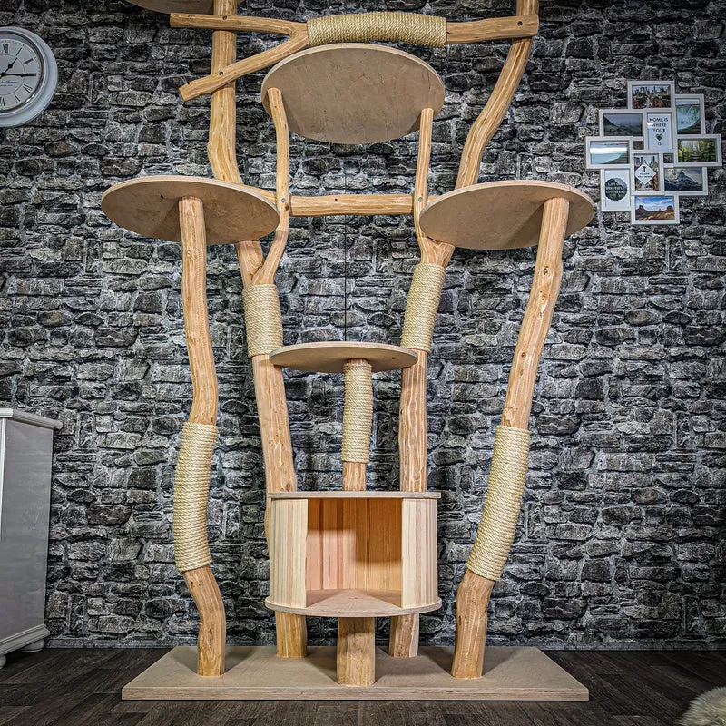 Naturkratzbaum 3218 Kratzbaum Natur Holz Design 220 cm hoch Katzenbaum