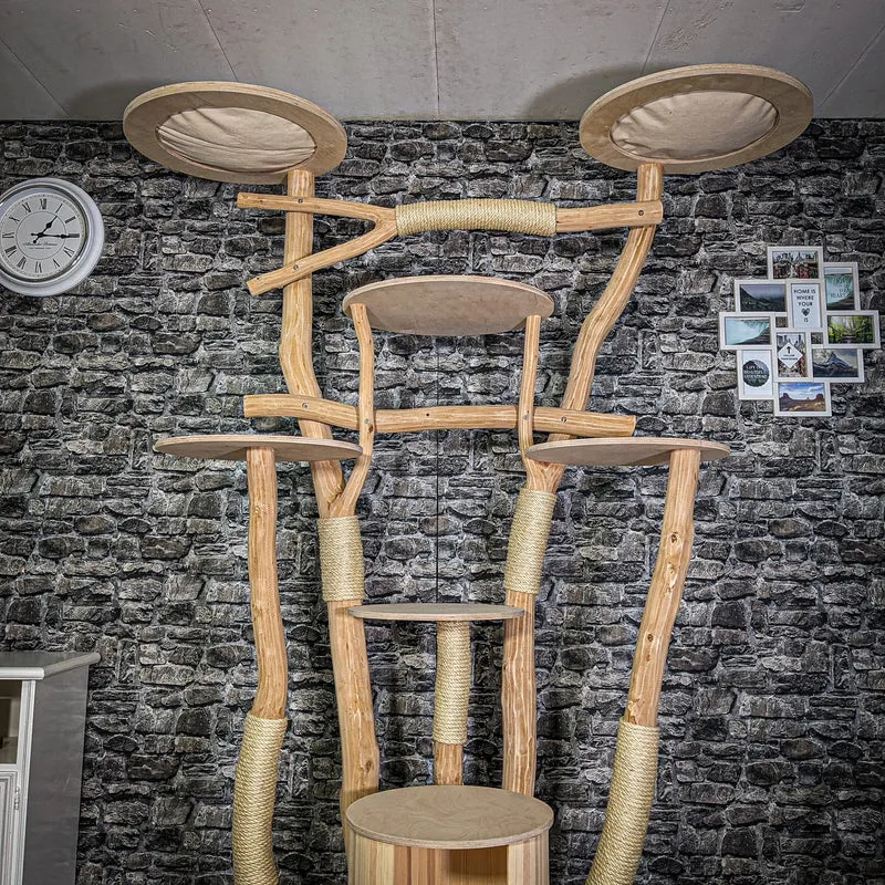 Naturkratzbaum 3218 Kratzbaum Natur Holz Design 220 cm hoch Katzenbaum