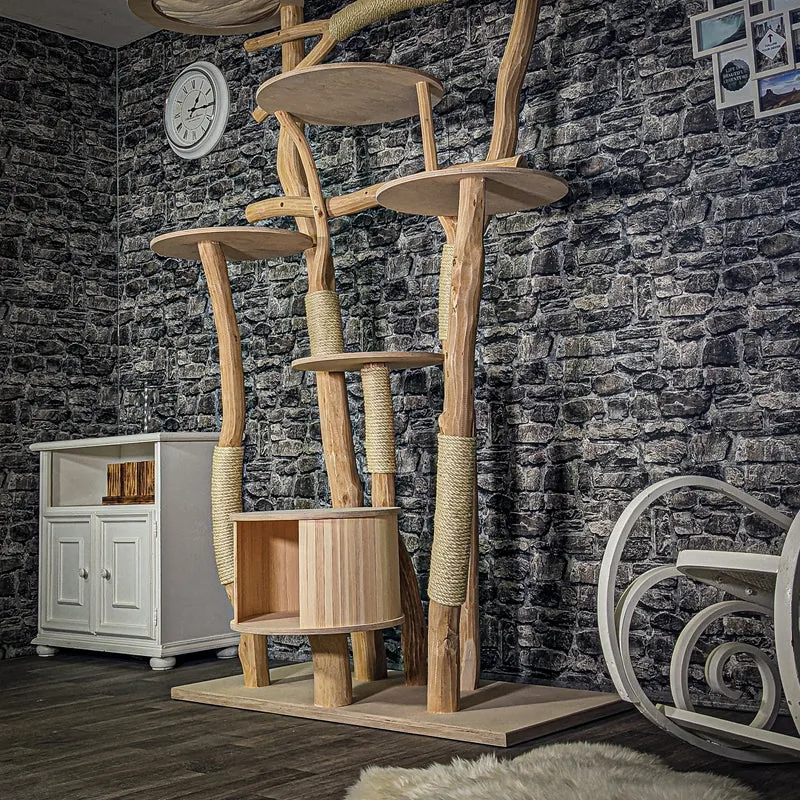 Naturkratzbaum 3218 Kratzbaum Natur Holz Design 220 cm hoch Katzenbaum