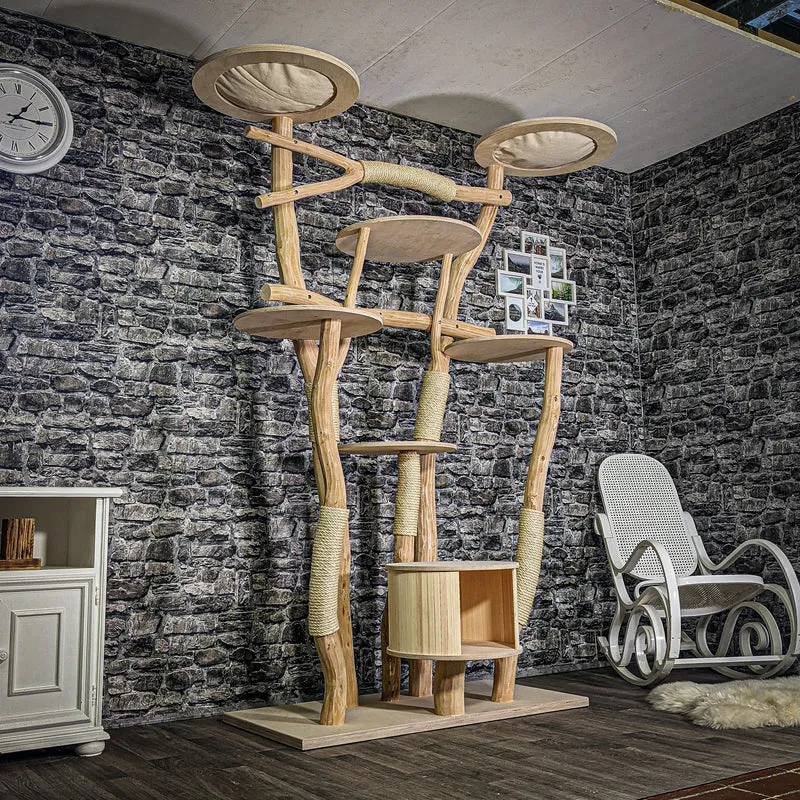 Naturkratzbaum 3218 Kratzbaum Natur Holz Design 220 cm hoch Katzenbaum