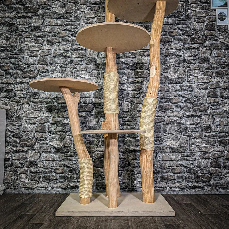 Naturkratzbaum 3217 Kratzbaum Natur Holz Design 195 cm hoch Katzenbaum