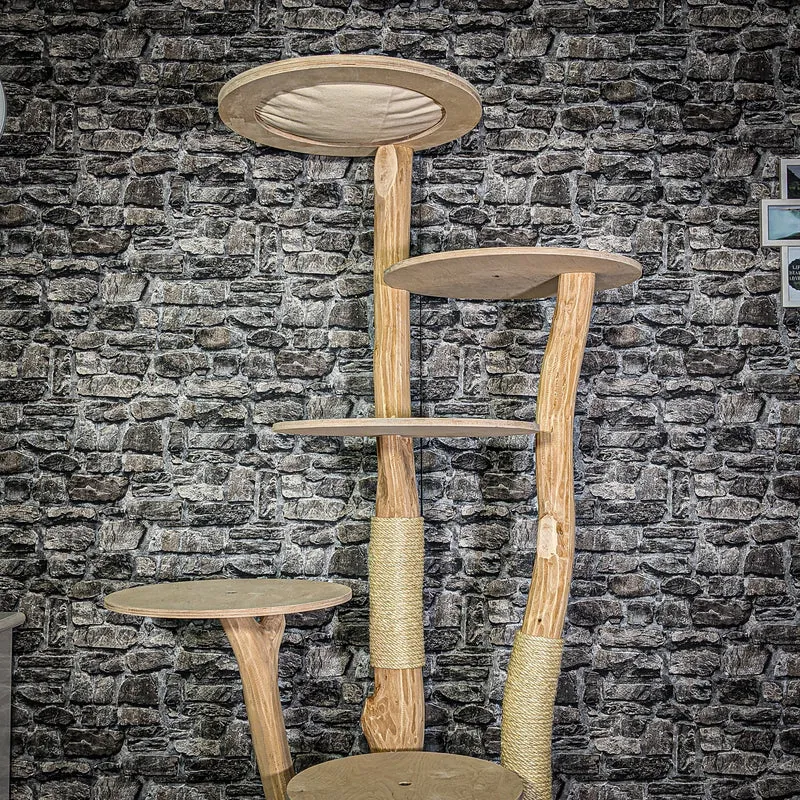 Naturkratzbaum 3217 Kratzbaum Natur Holz Design 195 cm hoch Katzenbaum