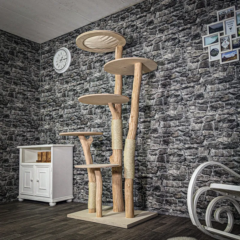 Naturkratzbaum 3217 Kratzbaum Natur Holz Design 195 cm hoch Katzenbaum