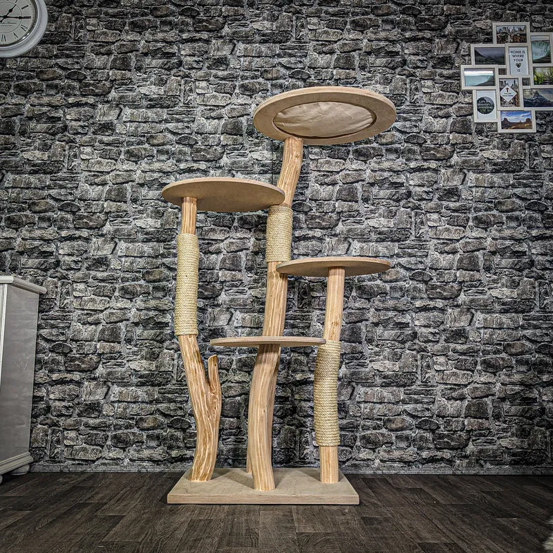 Naturkratzbaum 3216 Kratzbaum Natur Holz Design 145 cm hoch Katzenbaum