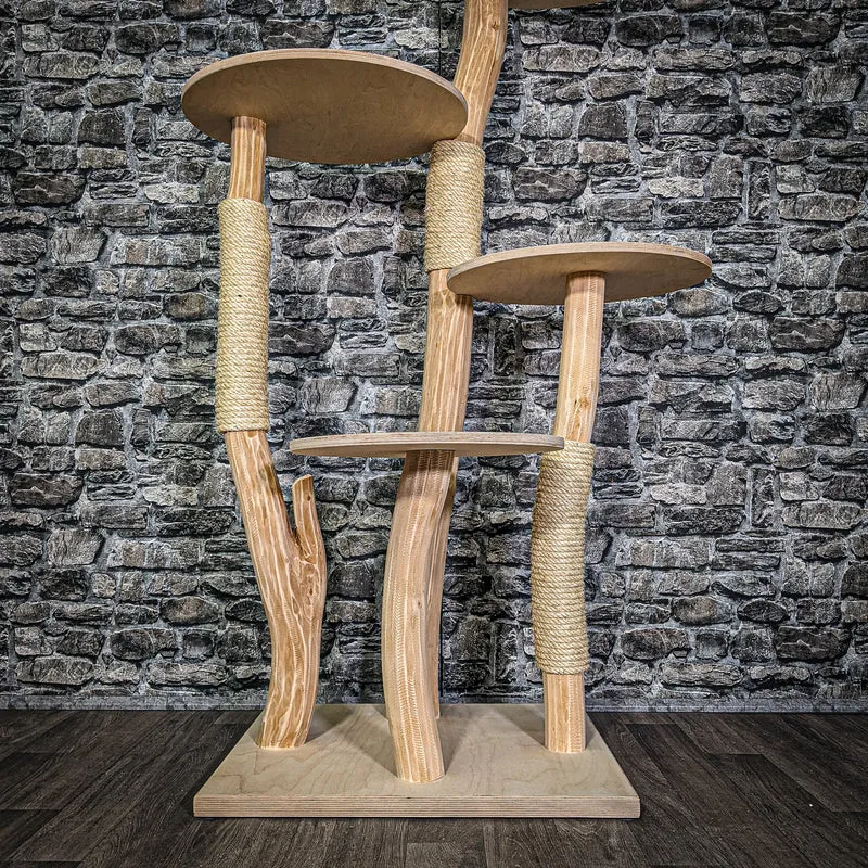Naturkratzbaum 3216 Kratzbaum Natur Holz Design 145 cm hoch Katzenbaum