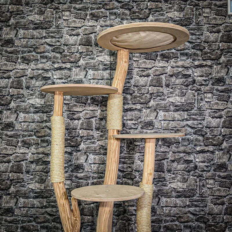 Naturkratzbaum 3216 Kratzbaum Natur Holz Design 145 cm hoch Katzenbaum
