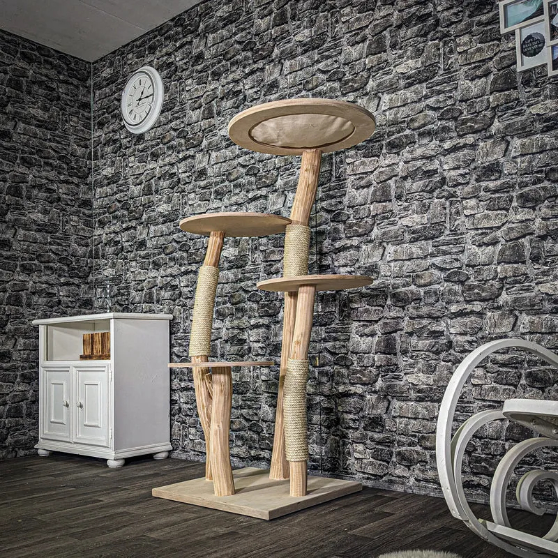 Naturkratzbaum 3216 Kratzbaum Natur Holz Design 145 cm hoch Katzenbaum