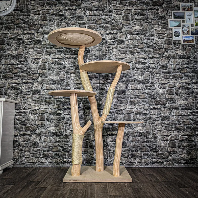 Naturkratzbaum 3215 Kratzbaum Natur Holz Design 144 cm hoch Katzenbaum