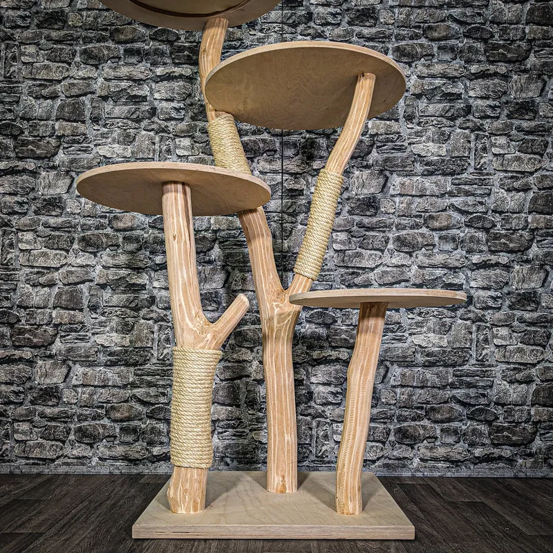 Naturkratzbaum 3215 Kratzbaum Natur Holz Design 144 cm hoch Katzenbaum
