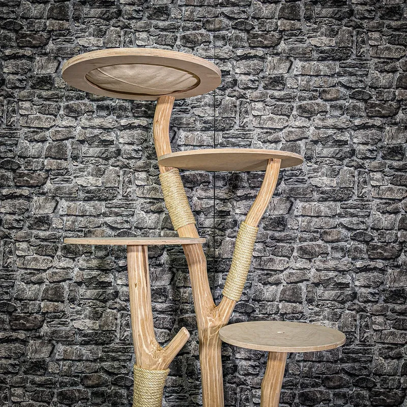 Naturkratzbaum 3215 Kratzbaum Natur Holz Design 144 cm hoch Katzenbaum