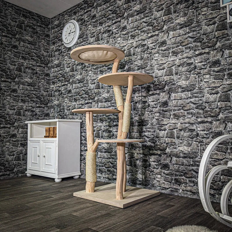 Naturkratzbaum 3215 Kratzbaum Natur Holz Design 144 cm hoch Katzenbaum