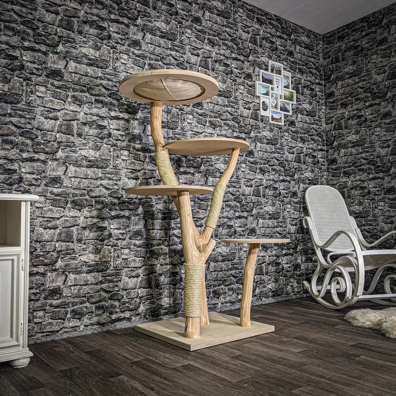 Naturkratzbaum 3215 Kratzbaum Natur Holz Design 144 cm hoch Katzenbaum