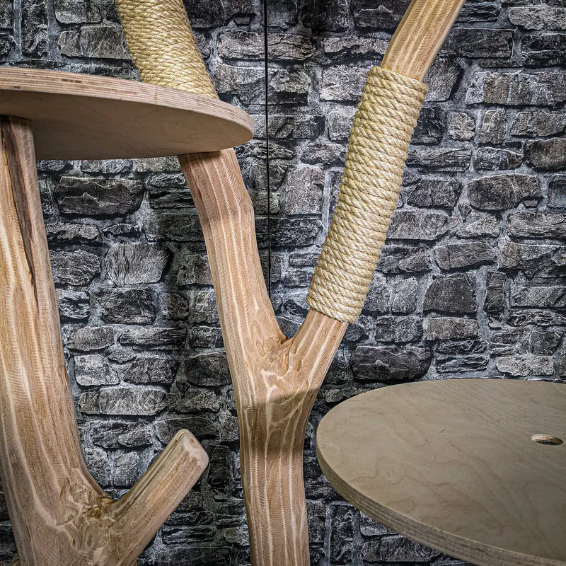 Naturkratzbaum 3215 Kratzbaum Natur Holz Design 144 cm hoch Katzenbaum